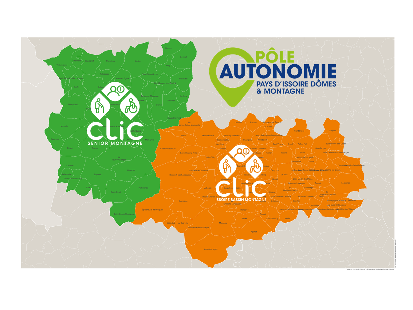 Cartographie du territoire du Pôle Autonomie par CLIC