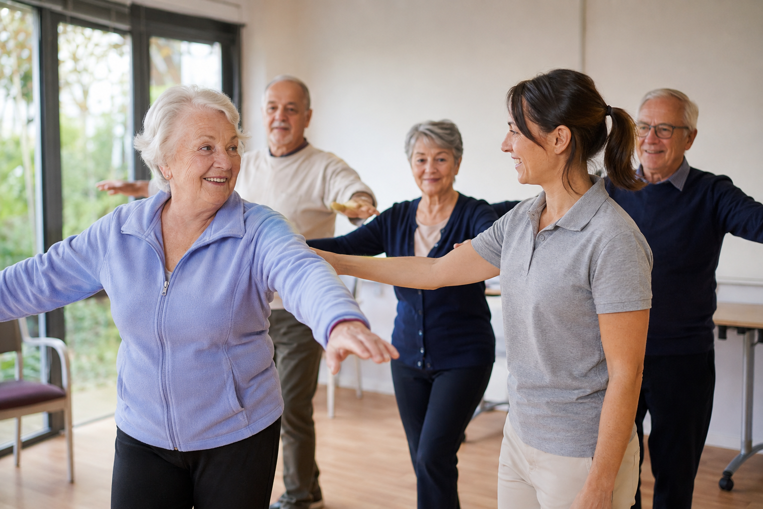 Des seniors participent à une activité collective de prévention
